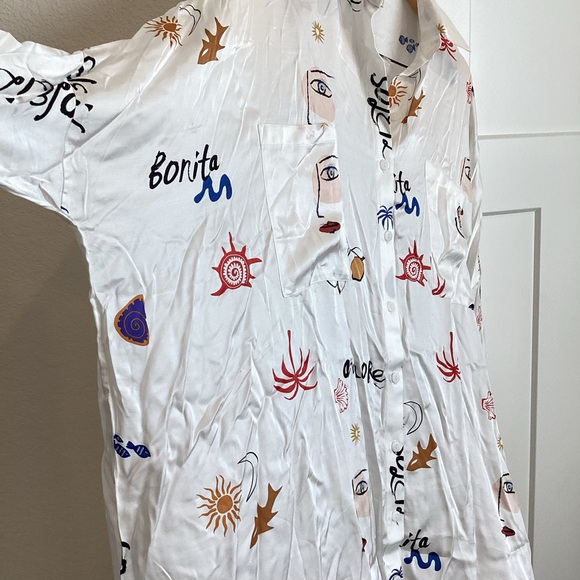 ❌Sold - 🇪🇸🌴☀️ Anthropologie Long-Sleeve Printed Mini Shirt Dress Corey Lynn - Picture 8 of 13